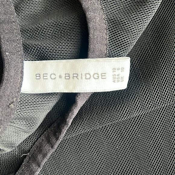 Bec & Bridge Women’s High Neck Black Mesh Racerback Sleeveless Cropped Top Sz 6 - Picture 3 of 7